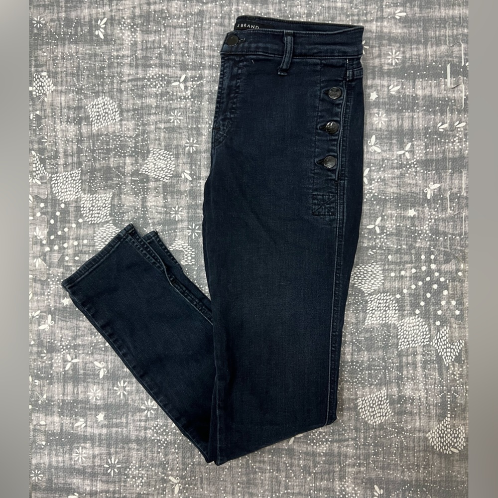 J Brand Dark Denim Jeans with Side Buttons